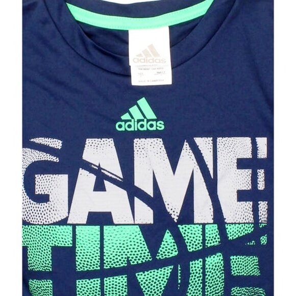 ADIDAS- Climate Boy's "Game Time" Graphic- Long Sleeve Tee- Blue- (Size 4T) - Picture 4 of 5
